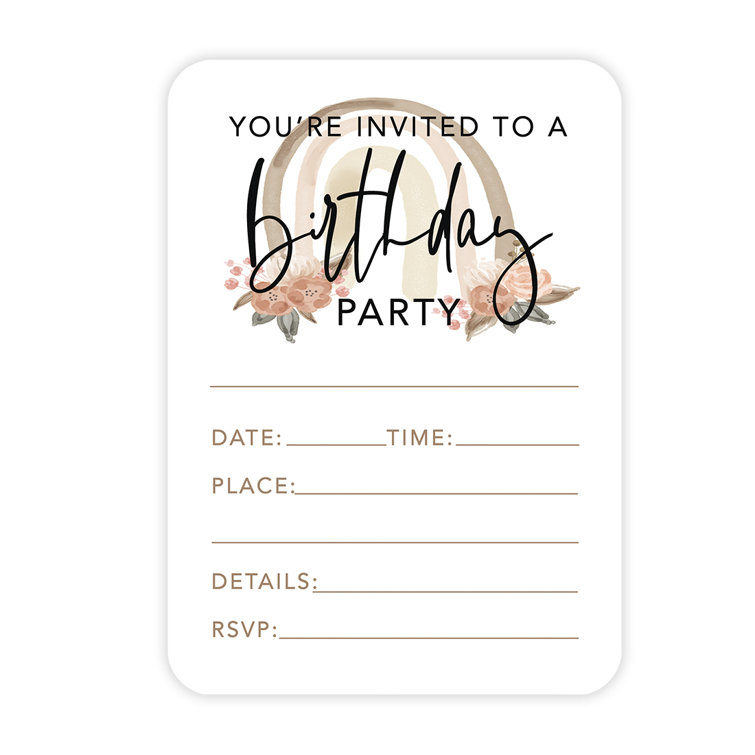 Koyal Wholesale Boho Rainbow Birthday Party Invitations With Envelopes